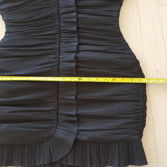 RONNY KOBO ! Daniel Strapless Gathered Ruffle Trim Rosette Mini Dress, M - Picture 12 of 13